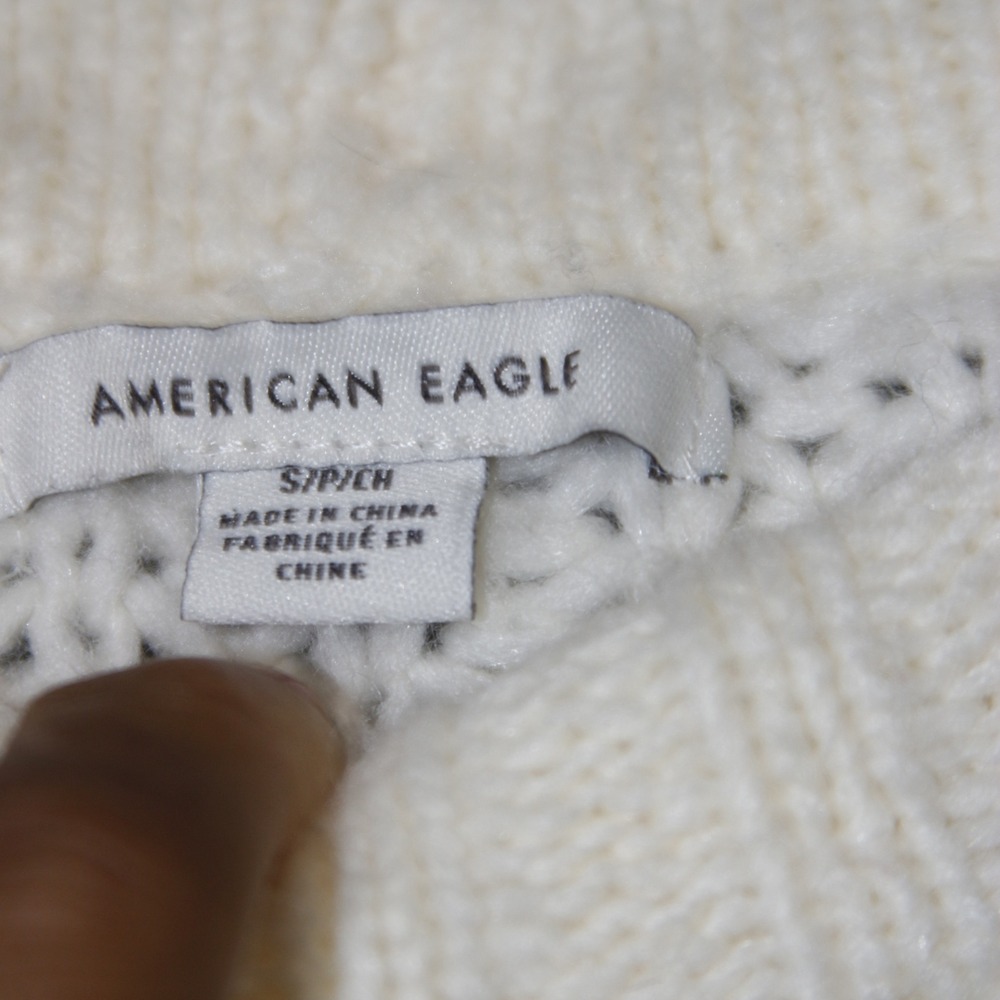 American‎ Eagle Sweater Womens S Cream Knit Pullover Cropped Crewneck Soft - Picture 3 of 4